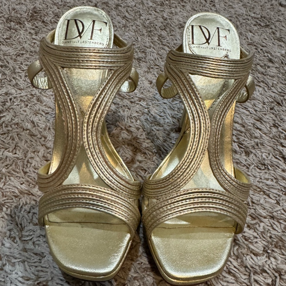 DVF Gold Metallic Heels